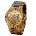 Montre en bois en acier de montre mécanique en bois d&#39;OEM d&#39;usine d&#39;OEM neuf